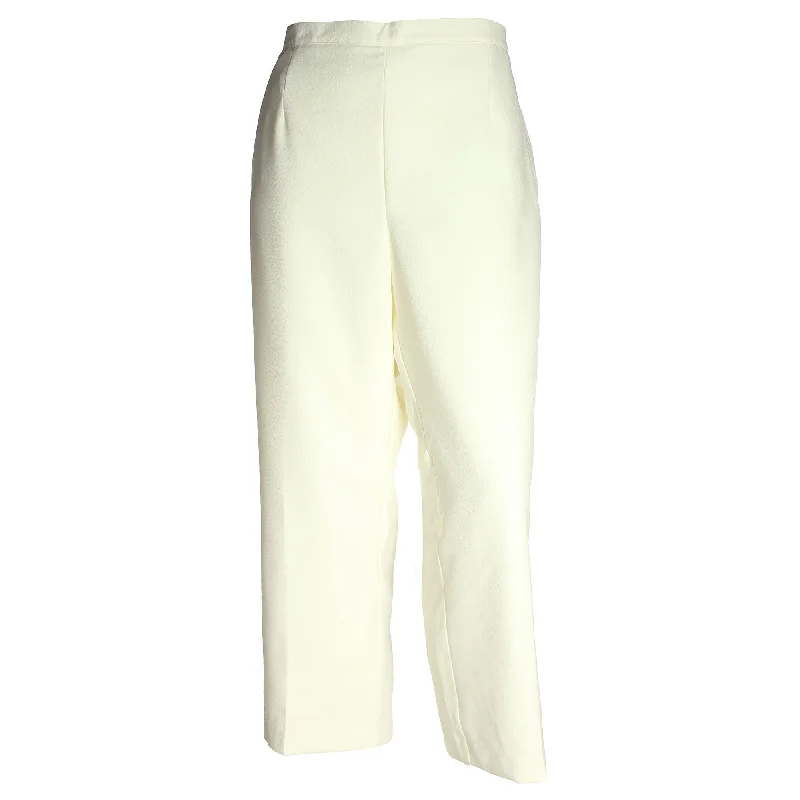 Alfred Dunner Ivory Pull On Flat Front Pants