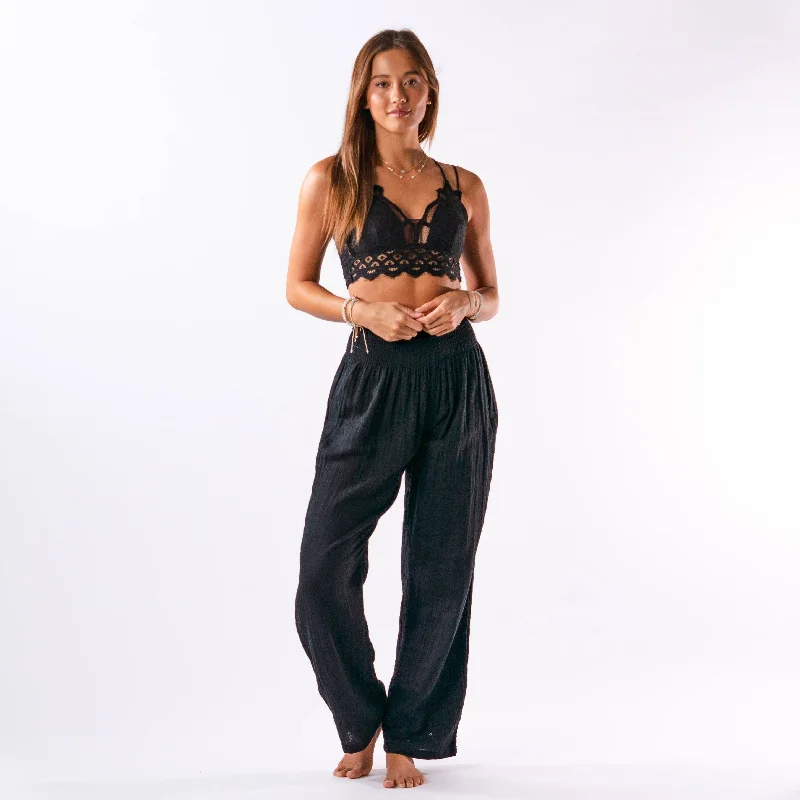 Lotus and Luna - Black Wide Leg Cotton Pants