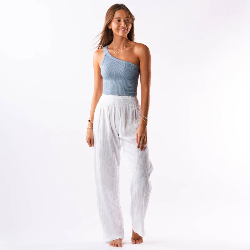 Lotus and Luna - White Wide Leg Cotton Pants