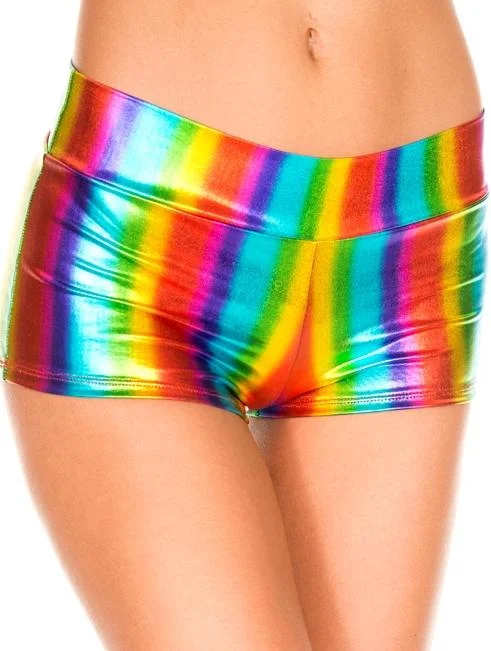 Rainbow Metallic Hot Pants