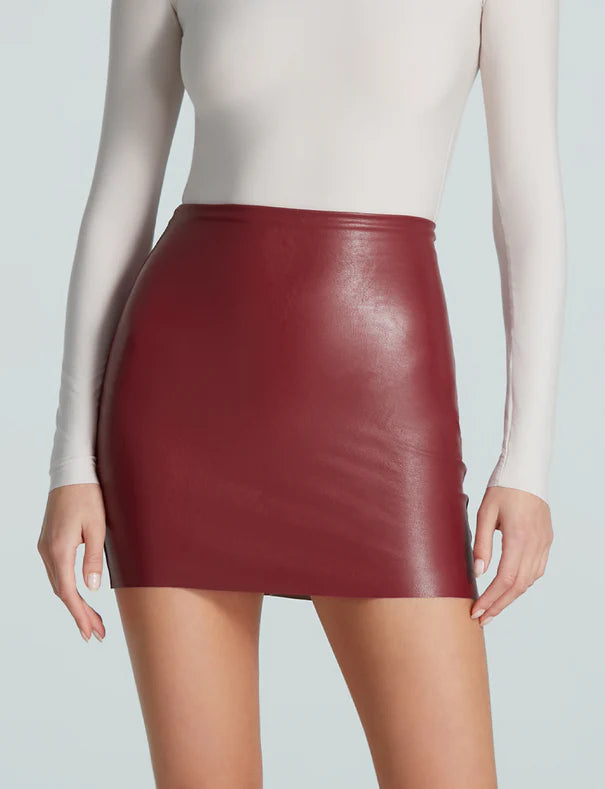 Faux Leather Micro Mini Skirt Garnet