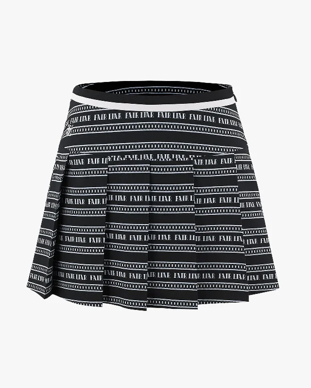 Logo pattern printed pleated skirt - Black