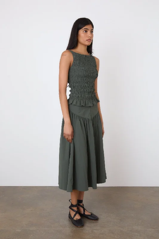 The Deba Midi Skirt, Slate Green