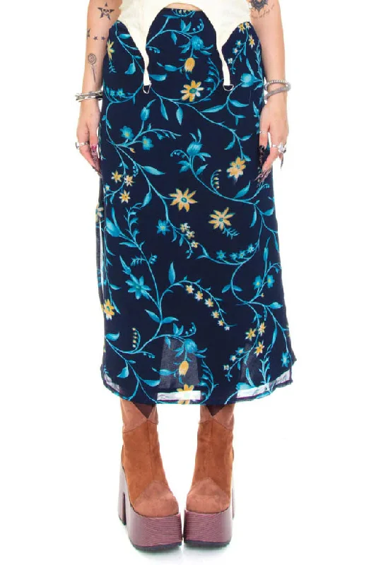 Vintage 90's Moody Floral Maxi Skirt - M/L