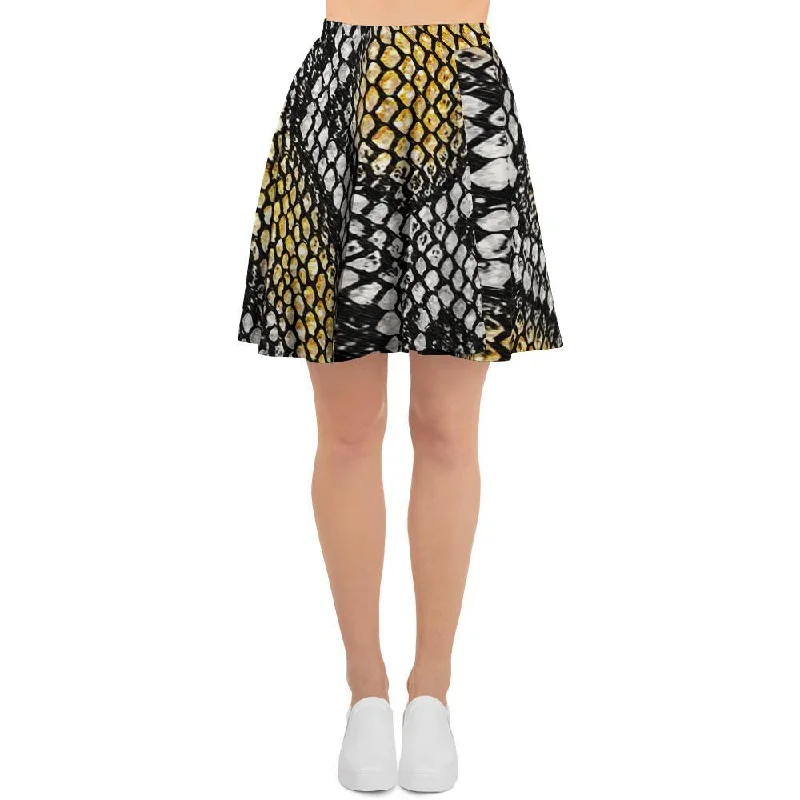 Yellow Snakeskin print Women's Skirt