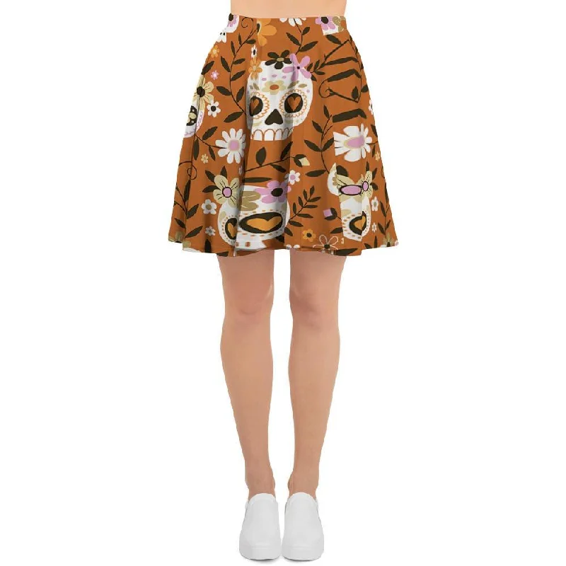 Yellow Sugar Skull Women's Skirt